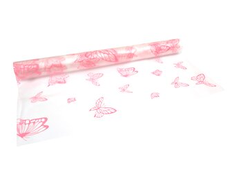 Floristická fólie průsvitná design motýlci růžová