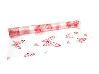 Floristická fólie průsvitná design motýlci čerevná