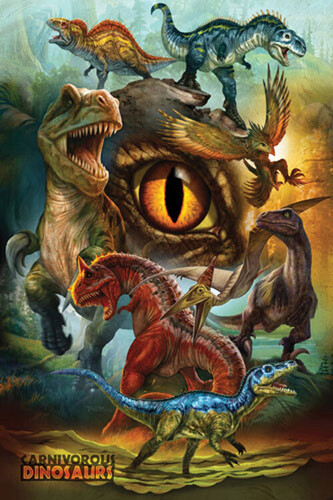 Plakát, Obraz - Dinosaurs - Carnivorous, 61 × 91.5 cm
