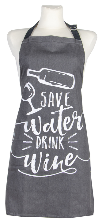 Kuchyňská bavlněná zástěra WINE COUNTRY šedá/bílá,  60x75 cm , 100% bavlna