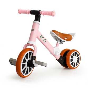 ECOTOYS Odrážedlo s odnímatelnými pedály růžové