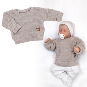 Rostoucí oversize pletený svetřík pro miminko, béžový, vel. 80/86; 80/86 (12-18m)