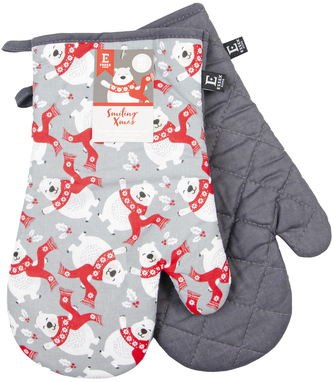 Vánoční kuchyňské rukavice chňapky SMILING XMAS 18x30 cm 100% bavlna