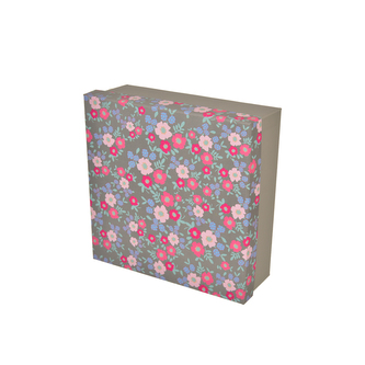 Krabice dárková papír kytička šedá 18x18x7 cm
