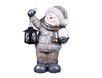 Koledník - sněhulák s lucernou na čajovou svíčku 27x20x40cm