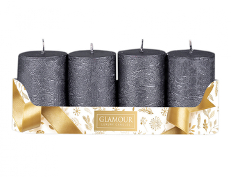 Svíčky adventní rustikální metalické d5x8cm 4ks