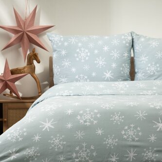 Vánoční povlečení 100% bavlna  | GLIMMER | ve sněhových vločkách | 140x200 cm + 1*70x80 cm | 700231 Homla