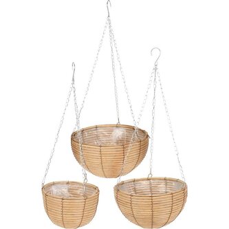 Sada závěsných květináčů 3 ks polyratan KO-430020050