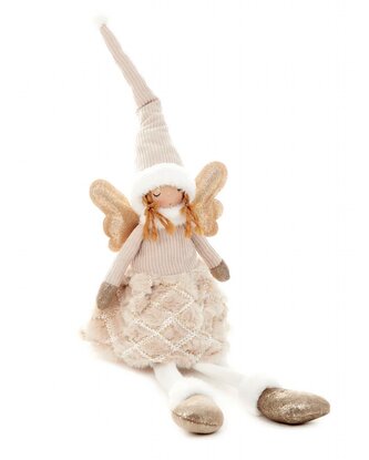 Vánoční figurka | AURIE | béžový sedící anděl | 60 cm | 862262 Homla