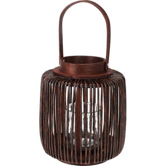 Lucerna dřevěná 22 x 24 cm  hnědá KO-AAE441150