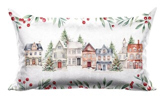 Vánoční polštář s výplní ZIMNÍ MĚSTEČKO bílá 30x50 cm Mybesthome