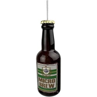 OZDOBA VÁNOČNÍ PIVNÍ LÁHEV 4,5X13,1CM SKLO