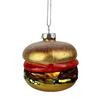 OZDOBA VÁNOČNÍ HAMBURGER 7,5X8,5CM SKLO