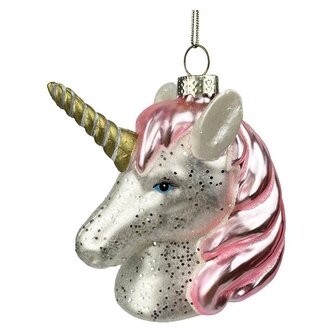 OZDOBA VÁNOČNÍ JEDNOROŽEC 8X5X9CM SKLO