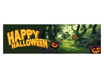 Halloween Banner, Strašidelný les, 300x90cm