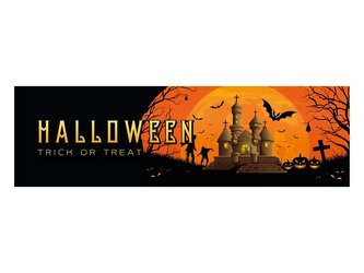 Halloween Banner, Strašidelný dům, 300x90cm