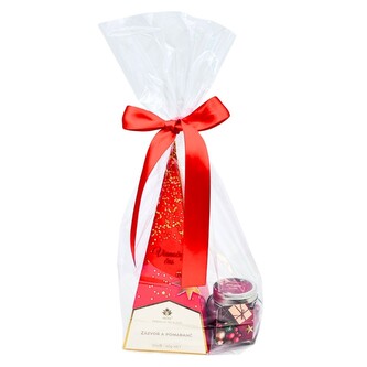 HOME ELEMENTS Vánoční set svíčka 28g, čaj černý se zázvorem a pomerančem Třpytky