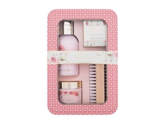 Baylis & Harding Royale Garden krém na ruce a nehty 100 ml + krystalová lázeň na ruce 50 g + mýdlo 25 g + kartáč na ruce a nehty + plechová dóza