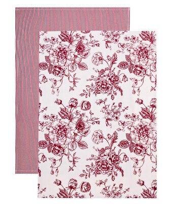 Sada kuchyňských utěrek | NELE | růžová vzor v květech | 2*45x65 cm | 703867 Homla