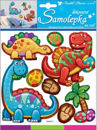 Samolepky na zeď dino plastické 18x18 cm