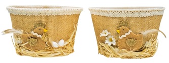 Košík velikonoční s jutou a krajkou průměr 14 cm