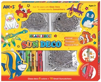 Zestaw ZWIERZĄTKA, farby do szkła 6 szt. + 18 szkiełek