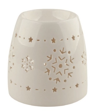 Aromalampa porcelánová bílá s vločkami 11 cm