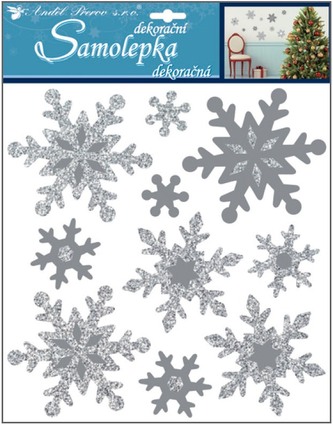 Samolepky vločky z EVA pěny stříbrné 31,5 x 30,5 cm
