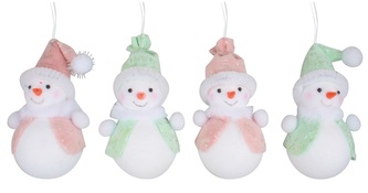 Sněhulák na zavěšení v barevném kabátku 11 cm
