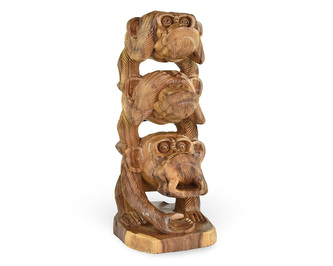 Dřevěná soška Tři moudré opice 40 cm - var. A - jednobarevná
