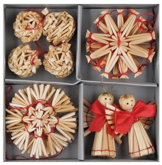 Slaměné ozdoby na zavěšení, 14 ks