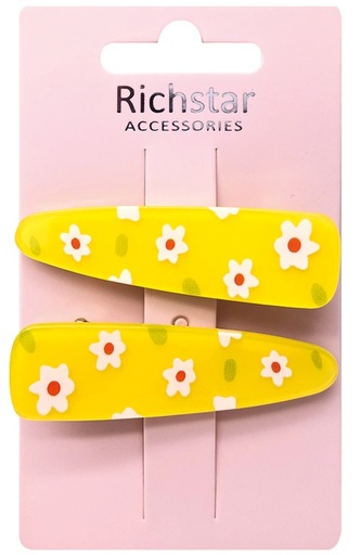 Sponky do vlasů žluté s květinkami, 2 ks