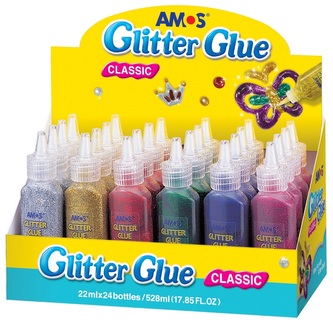 Glitrové lepidlo 22 ml - 24 ks po 6 barvách