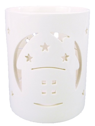 Svícen porcelánový s domečkem 10,5 x 13,5 cm