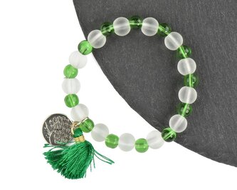 Náramek zelený, třásně, Strom života