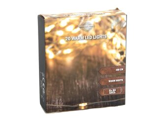 ŘETĚZ SVĚTELNÝ 20LED, 2XAA, STŘÍBRNÁ