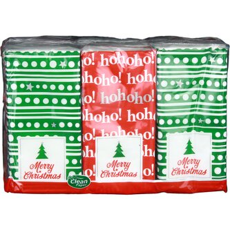 Kapesníky Merry Christmas s potiskem 4 vrstvé, folie 6 ks