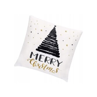 Povlak na polštář 40x40 cm Merry Christmas, bílo-černý