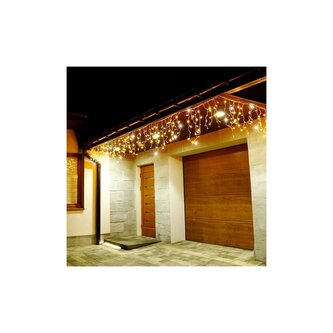 LED sople - 22,5m, 500LED, IP44, ciepła biała + błyski