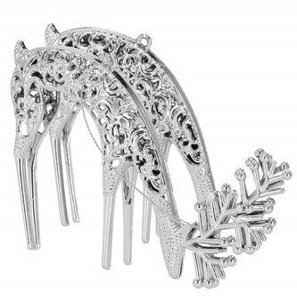 Vánoční ozdoby - Jelen se zdobením, stříbrná, sada 2ks