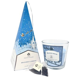 ARÔME Vánoční dárkový set - čaj a svíčka Sáně