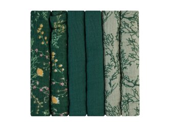 Pleny mušelínové 30x30 cm 6ks Secret Garden Green