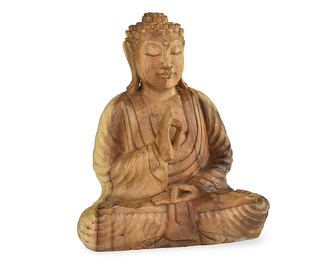 Dřevěná soška Buddha 25 cm natural - Vitarka mudra - učení - var. A