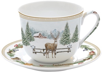 Porcelánový šálek a podšálek White Forest