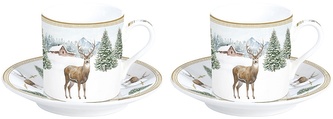 Sada dvou šálků a podšálků na espresso White Forest