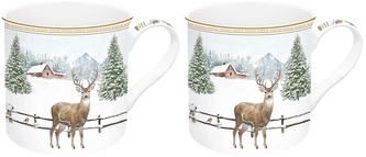 Sada dvou porcelánových hrnků White Forest