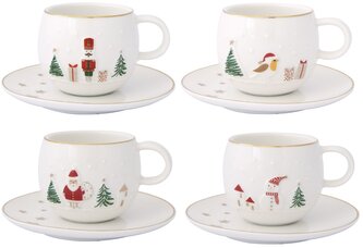 Porcelánové šálky a podšálky Let It Snow