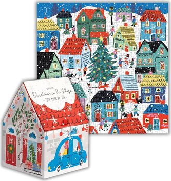 GALISON Čtvercové puzzle Vánoce ve vsi 500 dílků