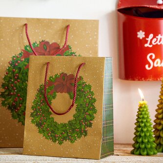 Dárková taška | Cymka | Vánoční věnec | 14x27x33 | 874296