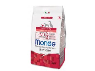 MONGE DOG Mini Puppy & Junior Kuře, rýže 3kg, 30/18